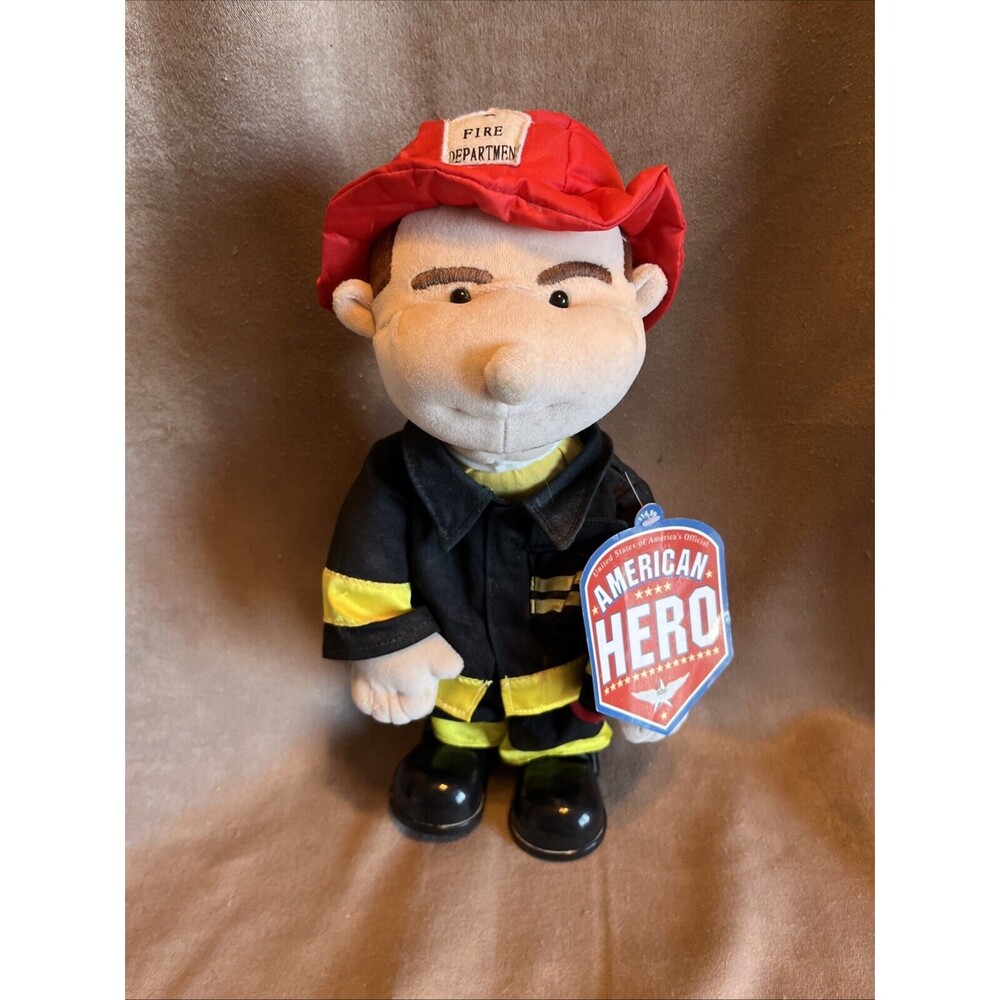 Beverly Hills Teddy Bear Company Fireman Doll That sings God Bless THE USA NWT